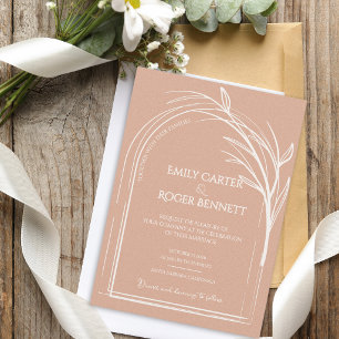 Minimalist Dusty Rose Botanical Wedding Invitation