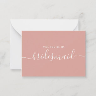 Minimalist Dusty Rose Bridesmaid Proposal Card