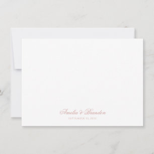 Minimalist Dusty Rose Calligraphy Script Wedding Card