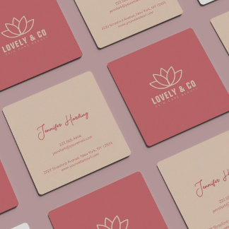 Minimalist Dusty Rose Cream Beauty Square Business Card