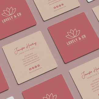 Minimalist Dusty Rose Cream Beauty Square Business Card