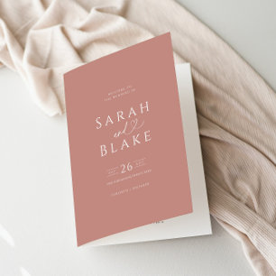 Minimalist Dusty Rose Folded Wedding Program Programme