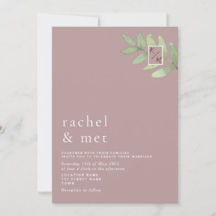 Minimalist Dusty Rose Greenery Invite