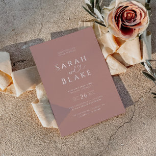 Minimalist Dusty Rose Heart Wedding Invitation