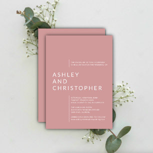 Minimalist Dusty Rose Isolated Names Wedding Invitation