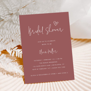 Minimalist Dusty Rose Modern Bridal Shower Invitation