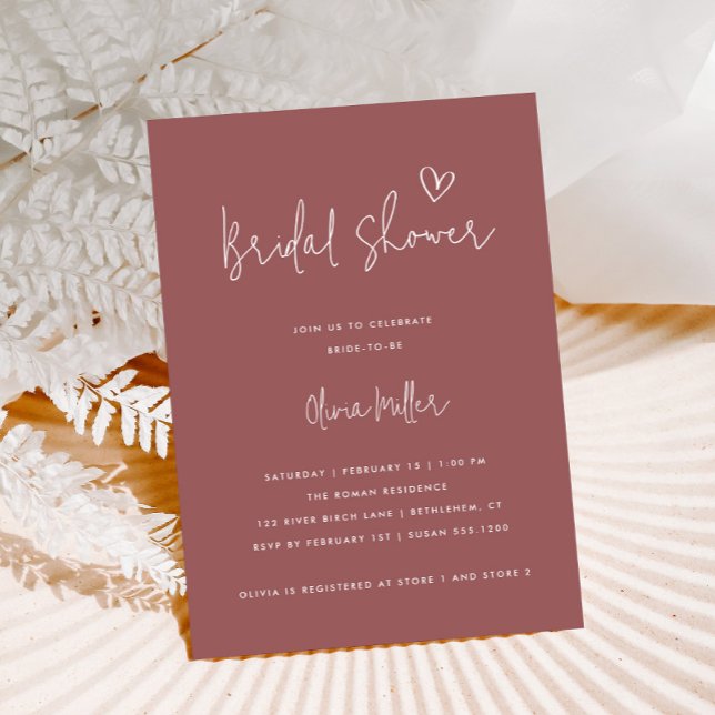 Minimalist Dusty Rose Modern Bridal Shower Invitation (Creator Uploaded)