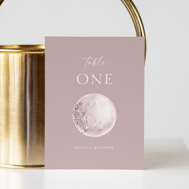 Minimalist Dusty Rose Mystical Moon Wedding  Table Number (Creator Uploaded)