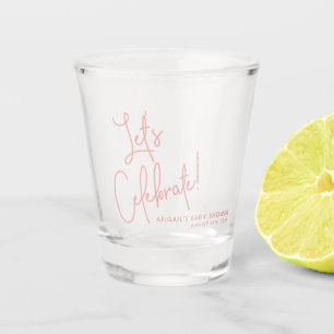 Minimalist Dusty Rose Pink Baby Shower Favour Shot Glass