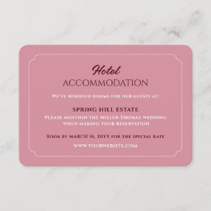 Minimalist Dusty Rose Pink Wedding Accommodation Enclosure Card