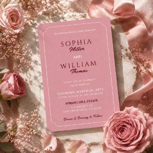 Minimalist Dusty Rose Pink Wedding Invitation