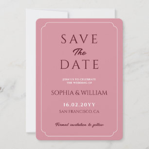 Minimalist Dusty Rose Pink Wedding Save the Date