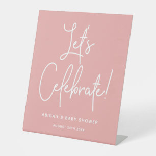 Minimalist Dusty Rose Pink Welcome Celebrate Poste Pedestal Sign