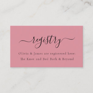 Minimalist Dusty Rose Wedding Shower Gift Registry Enclosure Card