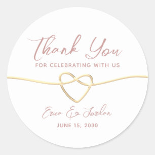 Minimalist Dusty Rose Wedding Thank You Classic Round Sticker