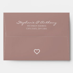 Minimalist Dusty Rose with Heart Modern Wedding  Envelope