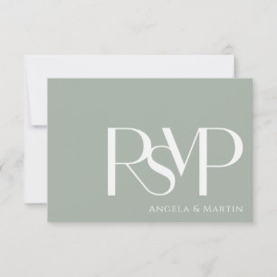 Minimalist Dusty Sage White RSVP Card