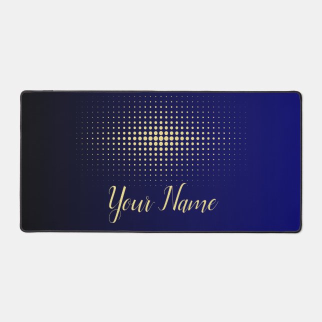 Minimalist Dynamic Pulsar Abstract Golden Dots Desk Mat (Front)