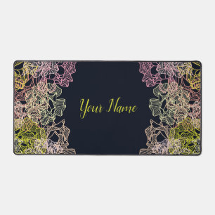 Minimalist Dynamic Wire Petals Abstract Flowers Desk Mat