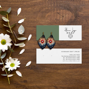 Minimalist Earth Green White Logo Earring Display