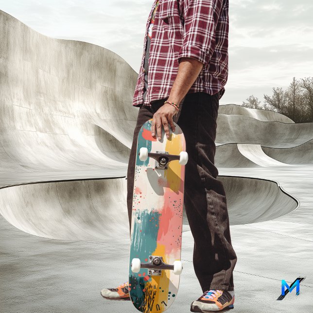 Minimalist Earth Tone Abstract - Soft Brushstroke Skateboard (Creator Uploaded)