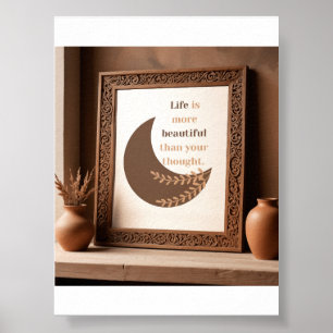 Minimalist Earth Tone Moon & Botanical Life Quote  Poster