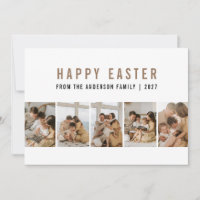 Minimalist Earthy 5 Photo Collage Happy Easter