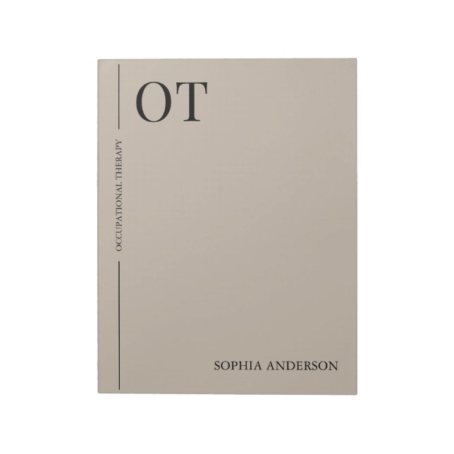 Minimalist Earthy Custom Occupational Therapy Notepad (Rotated)