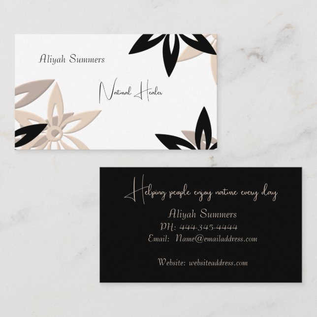 Minimalist Earthy Floral Meditation Business Card (Front/Back)