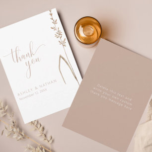 Minimalist Earthy Grass Stem Wedding Thank You Invitation