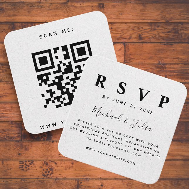 Minimalist Earthy Kraft Paper QR Code Wedding RSVP Enclosure Card (Creator Uploaded)