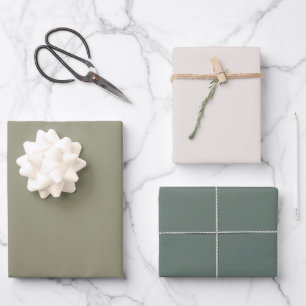 Minimalist earthy olive green beige solid wedding wrapping paper sheet