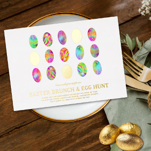 Minimalist Easter Egg Hunt Brunch Watercolor Gold
