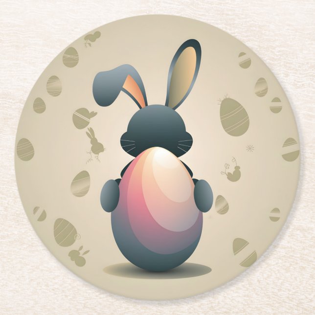 Minimalist Easter Elegance Round Paper Coaster (Front)