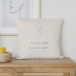 Minimalist Ecru Floral Line Art Wedding Custom Cushion<br><div class="desc">Minimalist Ecru Floral Line Art Elegant Wedding Custom Throw Pillow</div>