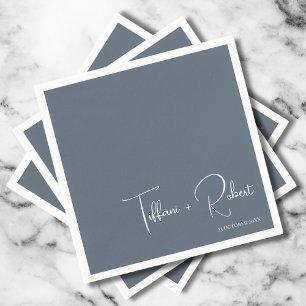 Minimalist Editable Colour Dusty Blue Wedding  Napkin