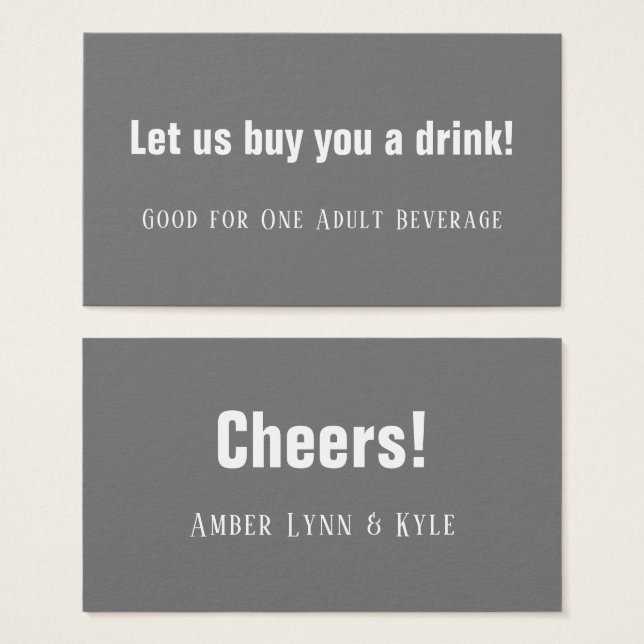 Minimalist, Editable Grey Drink Tickets (Front & Back)