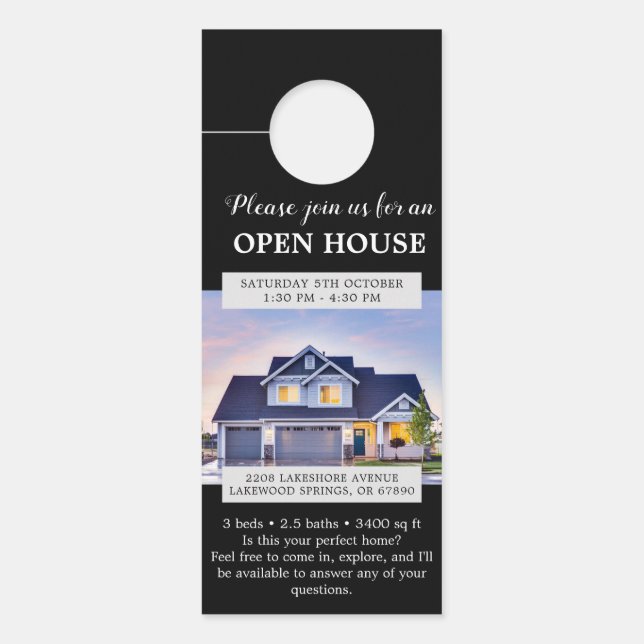 Minimalist & Editable Real Estate Open House Door Hanger (Front)