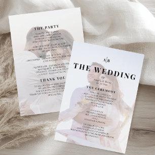 Minimalist Editorial Ivory Photo Wedding Program Programme