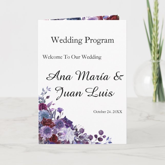 Minimalist Editorial Wedding Program Folded Card (Front)