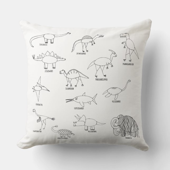 Minimalist Educational Dinosaur Dino Kids   Cushion (Front)