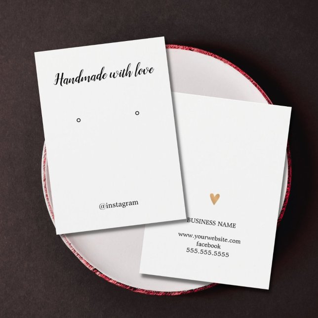 Minimalist Eleant Faux Gold Heart Earring Card (Creator Uploaded)