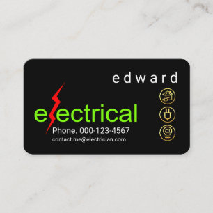 Minimalist Electrical Lightning Bolt Business Card