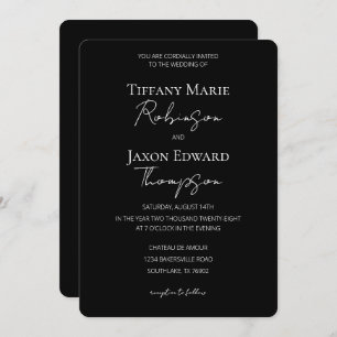 Minimalist Elegance Black and White Wedding Invitation