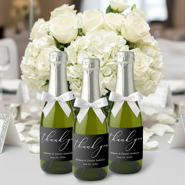 Minimalist Elegance Calligraphy Pick Colour Mini Sparkling Wine Label (Customize to change your personalized text size, text style or background color.)