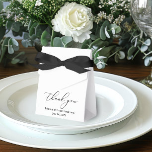 Minimalist Elegance Calligraphy Wedding Bow Favour Box