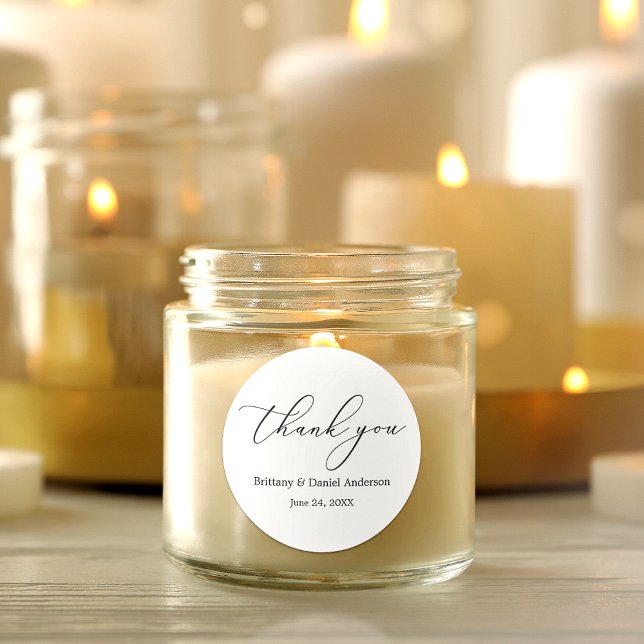 Minimalist Elegance Calligraphy Wedding Classic Round Sticker (Creator Uploaded)