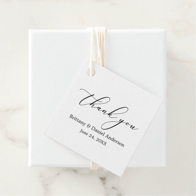 Minimalist Elegance Calligraphy Wedding Favour Tags (In Situ)