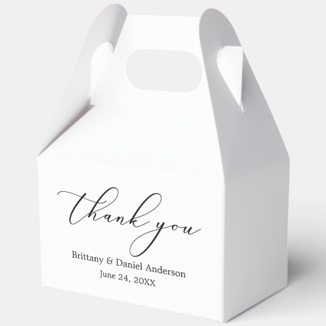 Minimalist Elegance Calligraphy Wedding Gable Favour Box (Front)