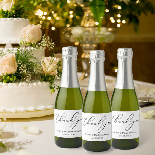 Minimalist Elegance Calligraphy Wedding Mini Sparkling Wine Label